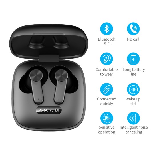 Xg31 Wireless Bluetooth  Headset With 300mah Charging Case Long Battery Life Earphones black