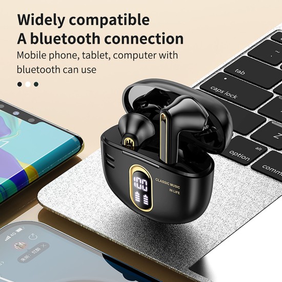 Y18 Retro Bluetooth Headset Digital Display In-ear Stereo Earphones Tws Wireless Noise Reduction Earplugs Green