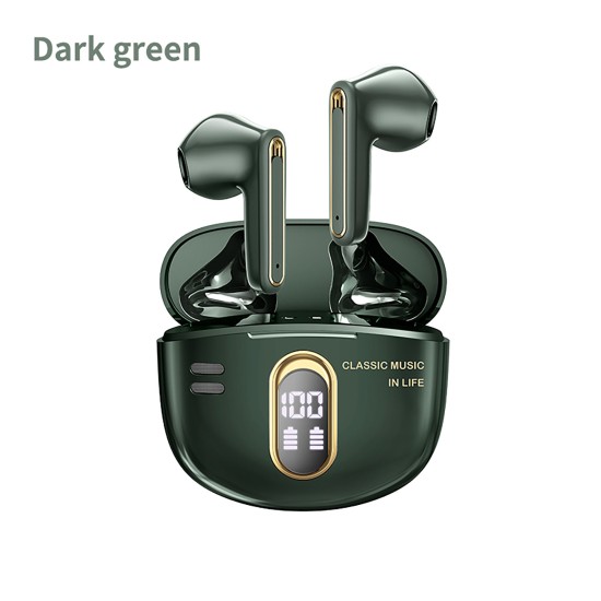 Y18 Retro Bluetooth Headset Digital Display In-ear Stereo Earphones Tws Wireless Noise Reduction Earplugs Green