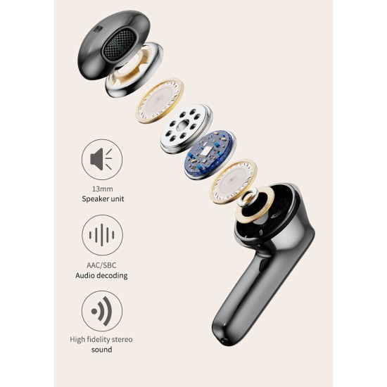 Y18 Retro Bluetooth Headset Digital Display In-ear Stereo Earphones Tws Wireless Noise Reduction Earplugs White