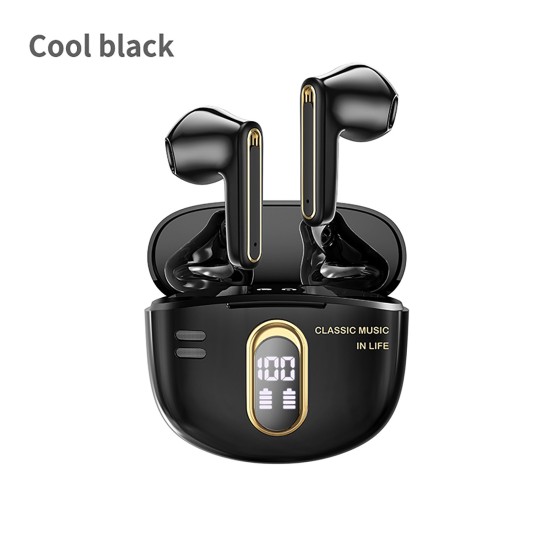 Y18 Retro Bluetooth Headset Digital Display In-ear Stereo Earphones Tws Wireless Noise Reduction Earplugs Black