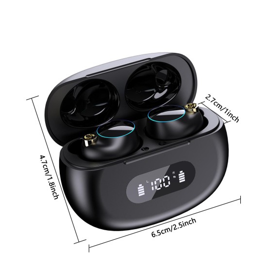 YK-590 Tws Wireless Bluetooth 5.2 Headset Semi-in-ear Binaural Call Noise Reduction Earphones Black