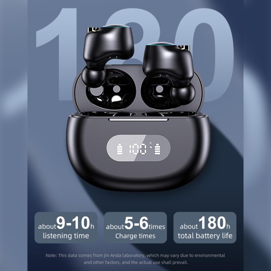 YK-590 Tws Wireless Bluetooth 5.2 Headset Semi-in-ear Binaural Call Noise Reduction Earphones Black