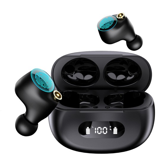 YK-590 Tws Wireless Bluetooth 5.2 Headset Semi-in-ear Binaural Call Noise Reduction Earphones Black