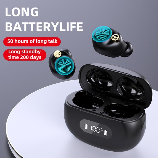 YK-590 Tws Wireless Bluetooth 5.2 Headset Semi-in-ear Binaural Call Noise Reduction Earphones Black