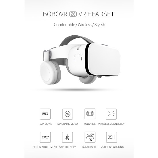 Z6 VR 3D Glasses Virtual Reality Mini Cardboard Helmet VR Glasses Headsets BOBO VR for 4.7-6.2 inchs Mobile Phone white