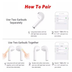 i7 Tws Wireless  Headphones Bluetooth-compatible 5.0 Headset Sports Earbud With Microphone Charging Box Suitable For All Smartphones White dual earphone