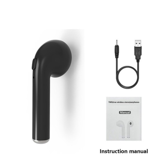 i7 Tws Wireless  Headphones Bluetooth-compatible 5.0 Headset Sports Earbud With Microphone Charging Box Suitable For All Smartphones Black single earphone