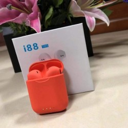 i88 TWS Bluetooth 5.0 Earphone Mini Wireless Earpod Stereo Touch Earbuds for Smartphones - Red