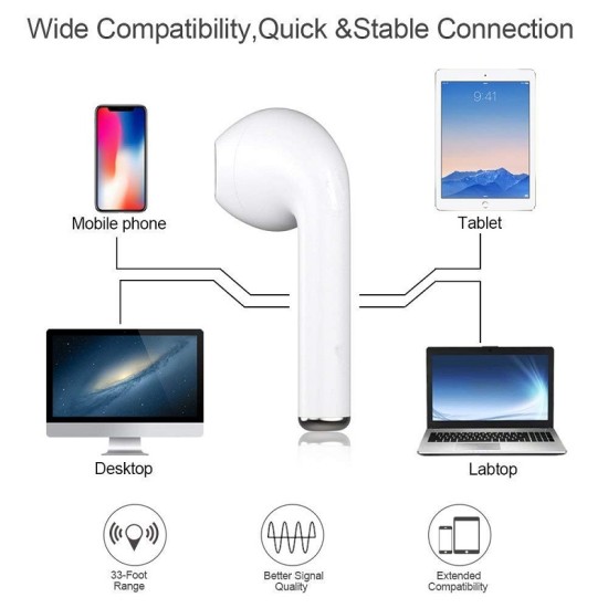 i88 TWS Bluetooth 5.0 Earphone Mini Wireless Earpod Stereo Touch Earbuds for Smartphones - Red