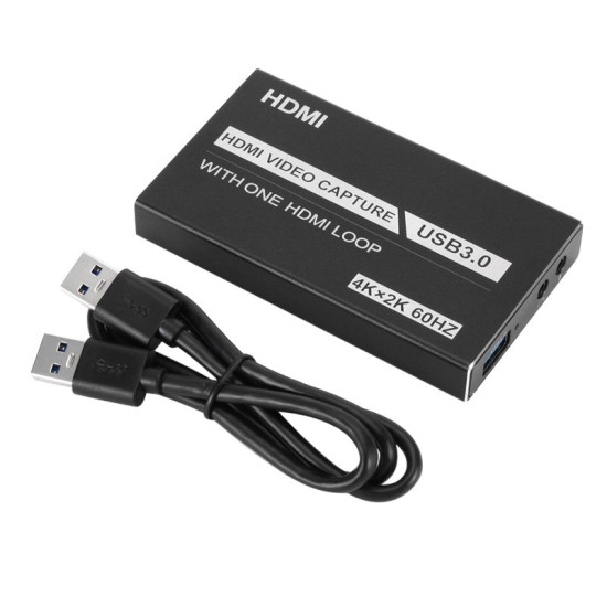 4KHDMI USB3.0 Video Capture Card Usb to HDMI Converter OBS Recorder black