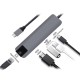 5 in 1 USB Type C Hub HDMI 4K USB C Hub to Gigabit Ethernet Rj45 Lan Adapter gray