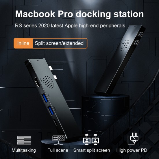 7 in 1 Docking Stations Metal Dual Head Type-c to Dual HDMI MST Multi-screen Mode Simultaneous Display USB3.1 Docking Station Dual HDMI 7 in 1