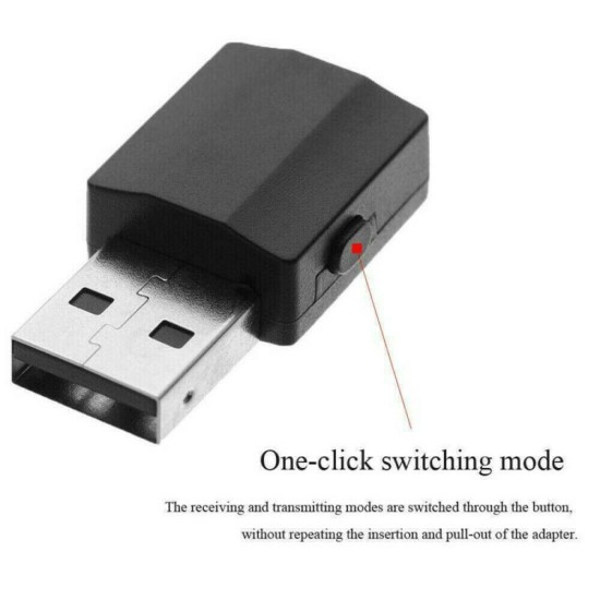 Audio Transmitter Receiver Bluetooth 5.0 USB Dongle Stereo Adapter for TV PC Car black