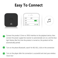 B11 Bluetooth Receiver NFC 3.5mm Jack Aux Audio Adapter for Car Computer Wire Speaker Home Stereo black