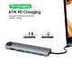 Dj1004a 7-in-1 Usb  C  Hub, Usb C To Ethernet Hdmi-compatible Usb Adapter With 100mbps Ethernet Port, Compatible For Macbook/pro/air/ Android Phone/ Laptops/ Tablet grey