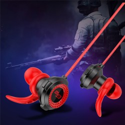 Gaming Headset Wired Earphone Headphone With Microphone In-Ear Stereo Noise Cancelling Earphone Black red