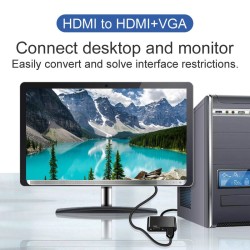 HDMI Converter Metal HDMI to HdKI/VGA/Micor Power Supply/3.5mm 4K HD Video Converter Supports Simultaneous Display black