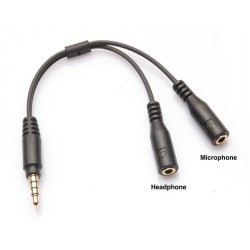 Headphone/Microphone Combo Jack Splitter Adapter Black 8 inch 3.5mm Cable Converter black