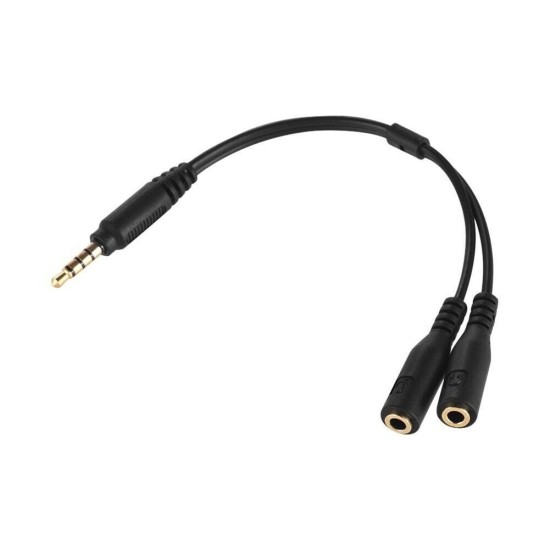 Headphone/Microphone Combo Jack Splitter Adapter Black 8 inch 3.5mm Cable Converter black