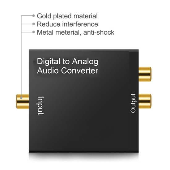 Optical Digital Stereo Audio SPDIF Toslink Coaxial Signal to Analog Converter DAC Jack 2*RCA Amplifier Decoder Adapter