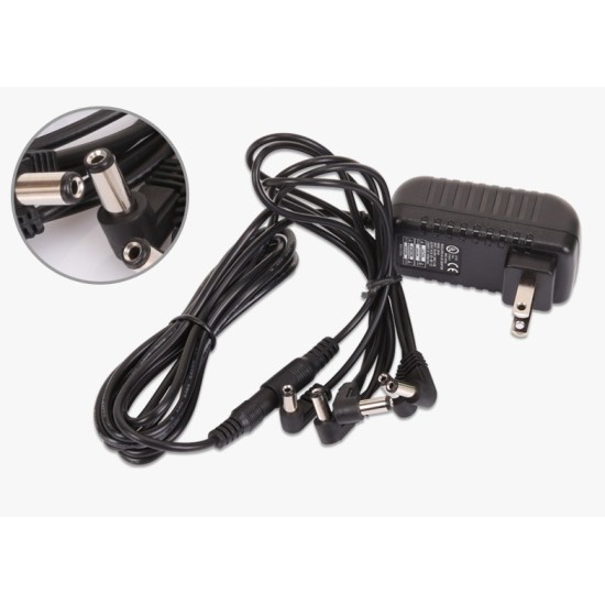 Pedal Power Adapter Supply 9V DC 1A for Guitar Effect Pedal with Cable 5 Way Chain Cord European regulations