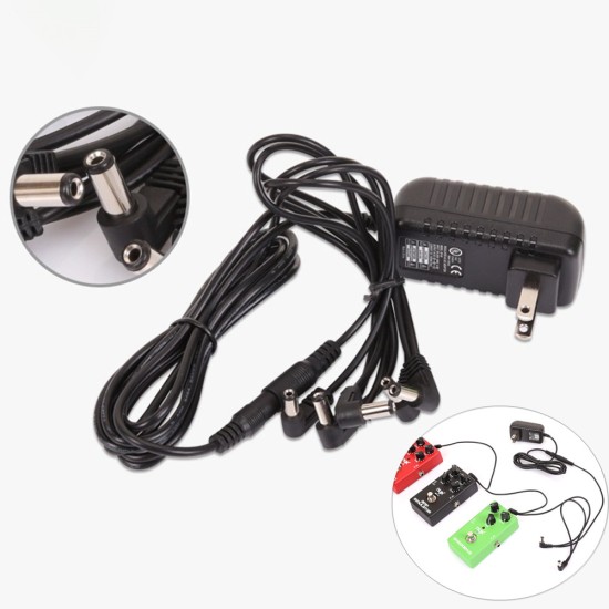 Pedal Power Adapter Supply 9V DC 1A for Guitar Effect Pedal with Cable 5 Way Chain Cord European regulations