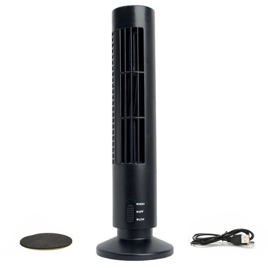 Portable USB Vertical Bladeless Fan, Mini Air Condition Fan Desk Cooling Tower Fan for Home/Office