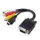 VGA to S-Video Terminal Adapter Cable AV Converter Audio Video Adaptor Lotus head 3RCA black