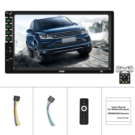 7-inch Car Stereo Mp5 Player HD Touch-screen Universal Bluetooth Aux Playback Radio Reversing with 8 light camera