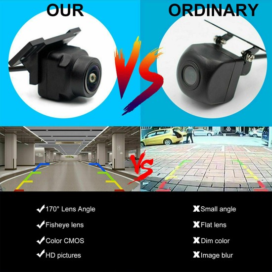 Car 170-degree Wide Viewing Angle Rear  View  Backup  Camera Reverse Parking Waterproof Night Vision Cmos Night Vision Camera black