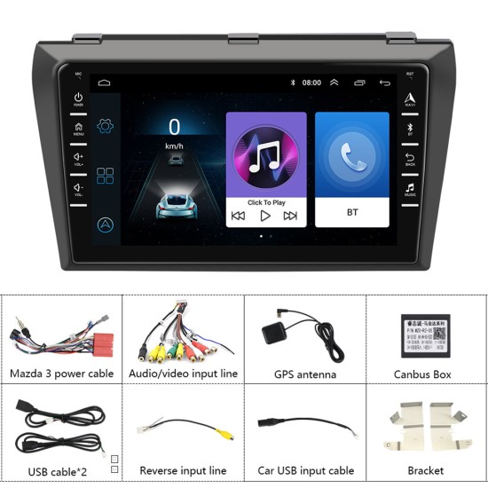 Car Multimedia Player 8 inch Central Control Android 9.1 Navigator Reversing Camera 1+16G for Mazda 3 2004-2012