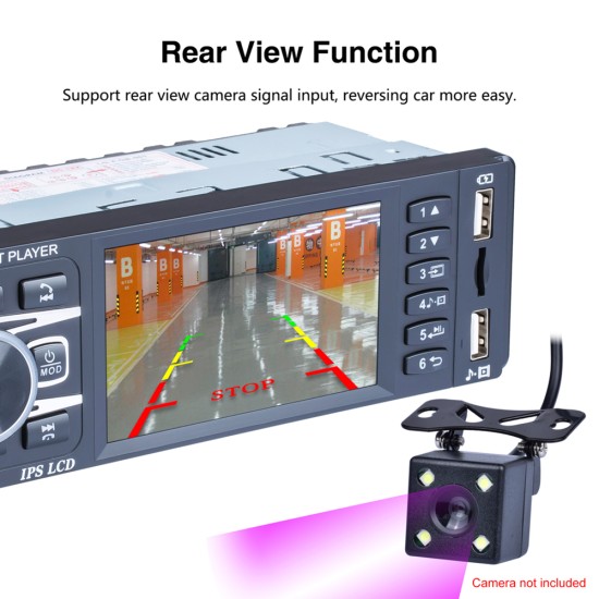 Car Radio 4.1-inch Digital Ips Screen Mp5 Player Aux Usb Card Bluetooth with 4 light camera