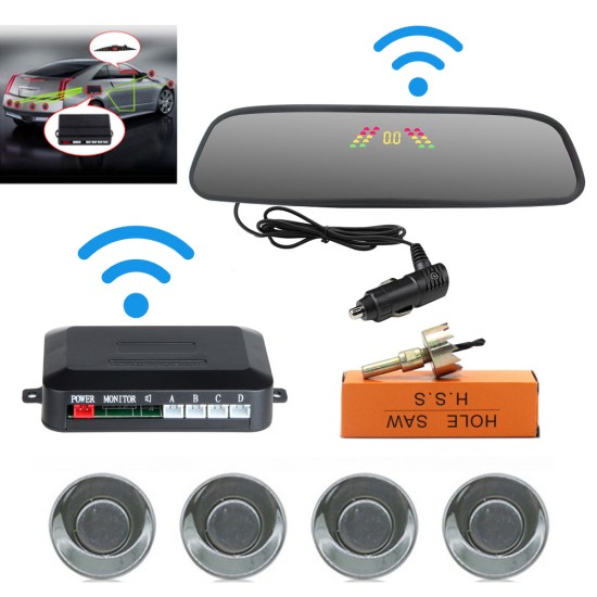 Car Reversing Parking Camera Wireless Parking Sensor Car Rear View Parking Sennor Kit Detector Led Display Automatic Auxiliary Car Parking Black probe