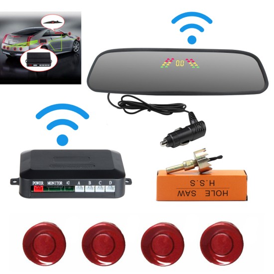 Car Reversing Parking Camera Wireless Parking Sensor Car Rear View Parking Sennor Kit Detector Led Display Automatic Auxiliary Car Parking Black probe