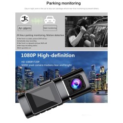 Dual Camera Car Dash Cam Full Hd 1080p Video Recorder Front Interior Cabin Cameras Night Vision Car Dvr Black