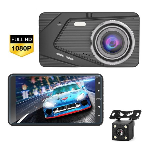 Dual Lens Car DVR Dash Cam 4-inch Ips 1080p Hd Display Dual Driving Recorder touch version