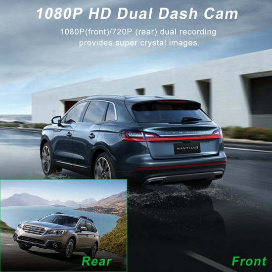 Dual Lens Car Dvr Dash Cam Video Recorder 3-inch HD Display Driving Recorder Camcorder