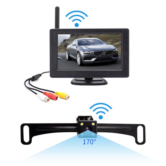 Reversing Camera Rear View Camera 2.4g Wireless Astern Imaging System License Plate Frame Camera black