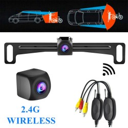 Wireless Car License Plate Reversing HD Night Vision Backup Camera Waterproof Camcorder Black