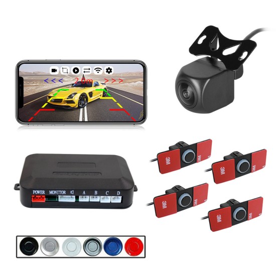 Wireless WIFI Car Rear View Reverse Parking Cam Radar Night Vision PZ600wifi-16.5 Parking camera set black