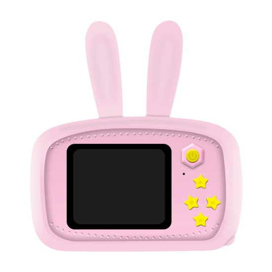 2 Inch HD Screen Digital Mini Camera Kids Cartoon Cute Camera Toys Outdoor Photography Props for Child  White rabbit