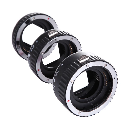 Auto Focus AF Extension Tube Set for Canon SLR Camera EF-S Lens Plastic Tube Metal Bayonet black