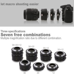 Auto Focus Macro Extension Tube Set Metal Mount for Nikon AF AF-S DX FX SLR Cameras  black