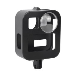 Camera Housing Shell Case Cover CNC Aluminum Alloy Protective Cage For GoPro Max & Lens cap black