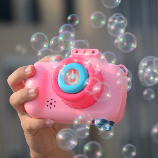 Children Bubble Maker Automatic Cute Cartoon Soap Bubble Machine Camera Toys Bubble Gifts for Kids and Girls Pink