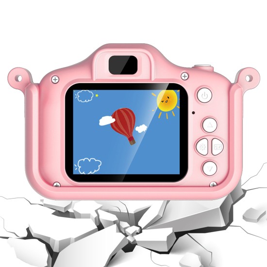 Children Video Camera Portable Cartoon Toys 1080p Hd Front Back Dual Cameras Pink