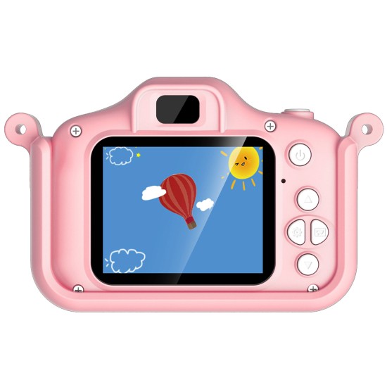 Children Video Camera Portable Cartoon Toys 1080p Hd Front Back Dual Cameras Pink