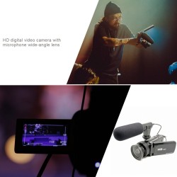 D100 HD Digital Video Camera with Wide Angle Lens Microphone Anti-shake Handheld DV Camcorder Black