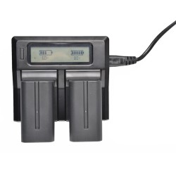 Dual Channel Digital Camera Battery Charger with LCD Display for NP-F770 F750 F550 F960 European Plug